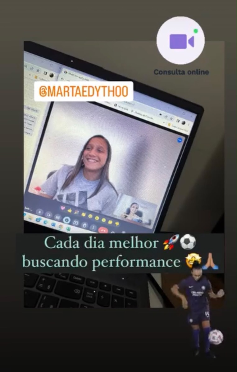 Consulta online da Dra. Bárbara com a atleta Marta